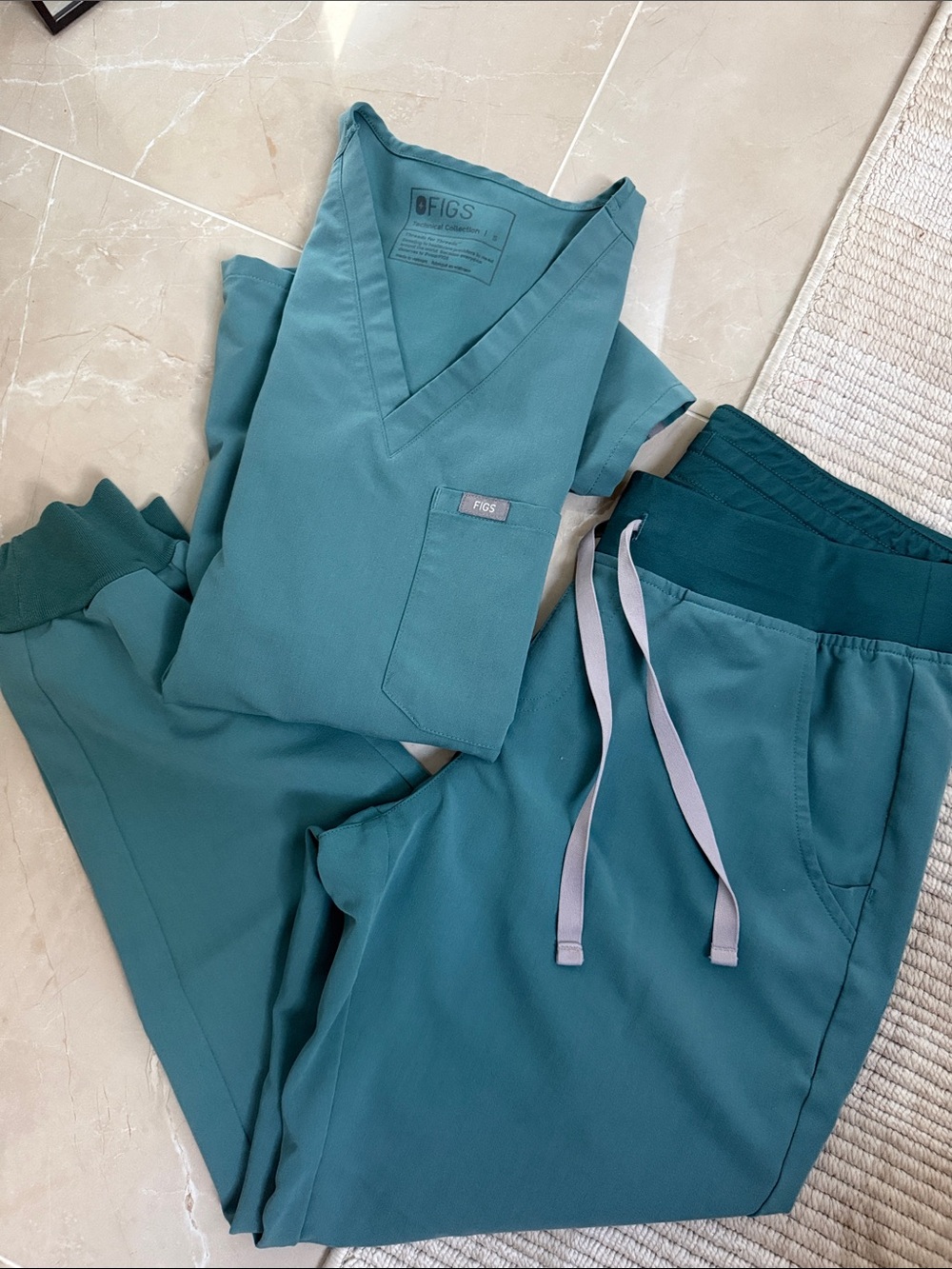 Figs Teal V-Neck Medical Scrub Top